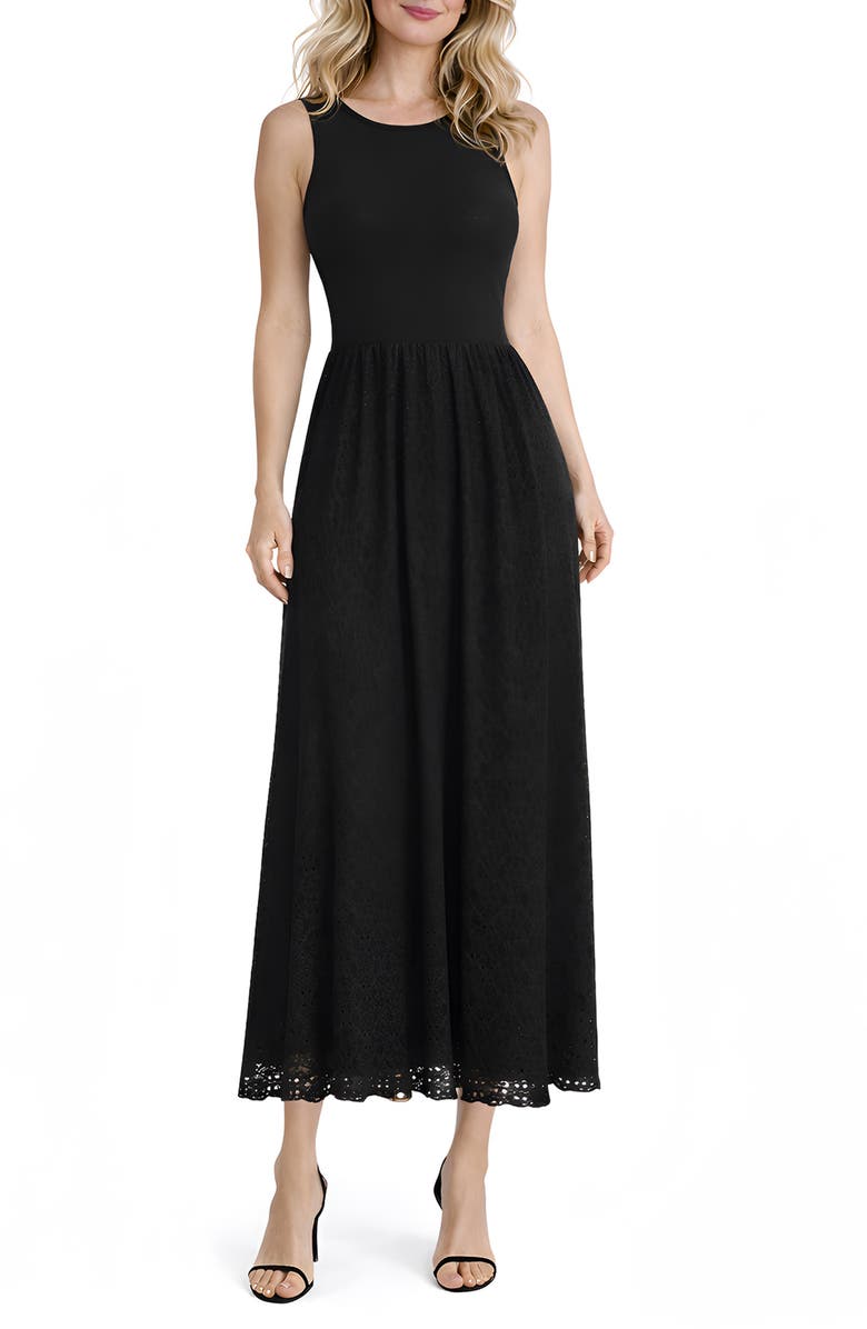 TASH AND SOPHIE Knit Bodice Midi Dress, Main, color, Black