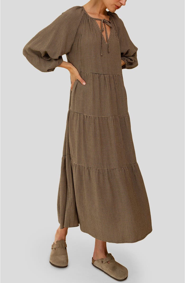 Whimsy + Row Mandy Dress, Alternate, color, Tan Gingham