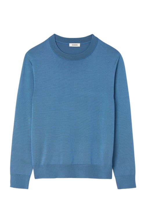 Sandro Mens Blue Office Crewneck Fine-knit Jumper In Blue