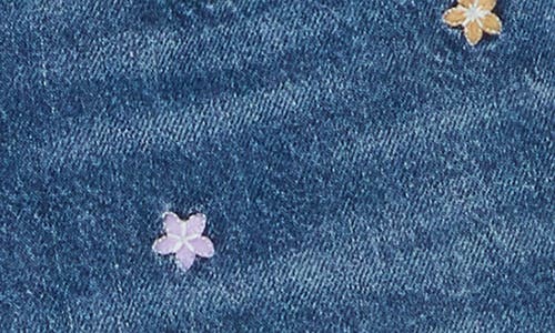 Lucky Brand '90s Embroidered Raw Hem Denim Shorts In Blue