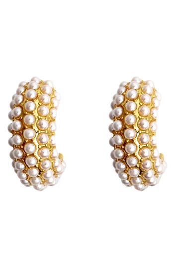 Panacea Mini Faux Pearl Hoop Earrings