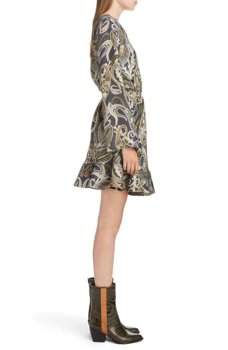 Chloé Paisley Silk Blend Minidress, Alternate, color, 