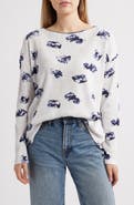NZT by NIC+ZOE Stamped Floral Long Sleeve Waffle Knit Top