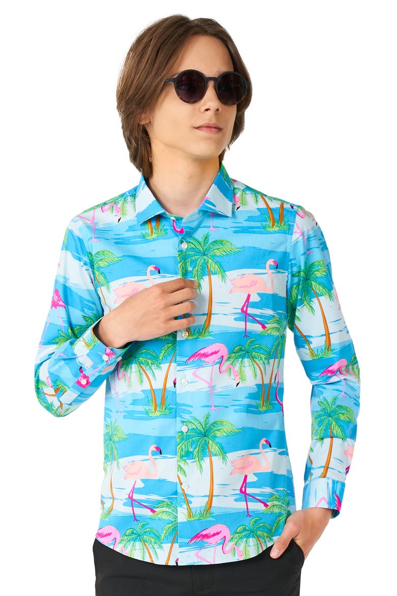 Kids' Flaminguy Dress Shirt, Main, color, MISCELLANEOUS