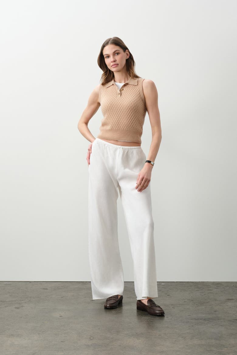 Leylah Sleeveless Cable Knit Polo, Alternate, color, HONEY