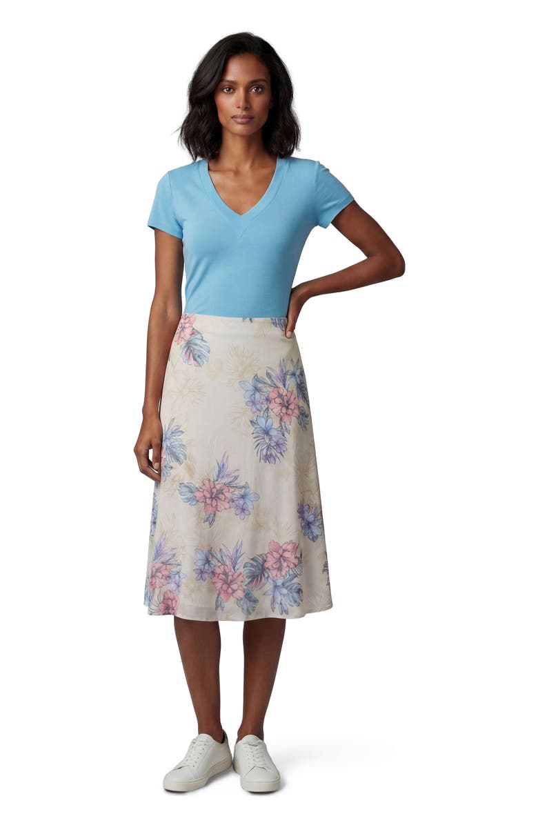Lords of Harlech Exotic Floral Womens Midi Skirt, Main, color, Exotic Floral Natural