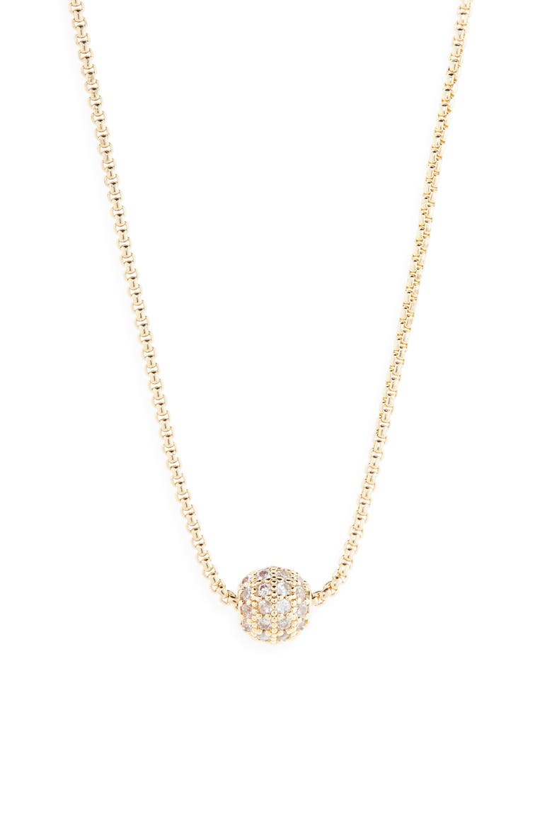 Pavé Ball Pendant Necklace, Main, color, CLEAR- GOLD