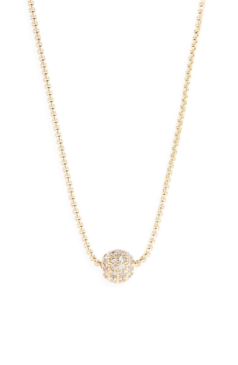 NORDSTROM RACK Pavé Ball Pendant Necklace, Main, color, Clear- Gold