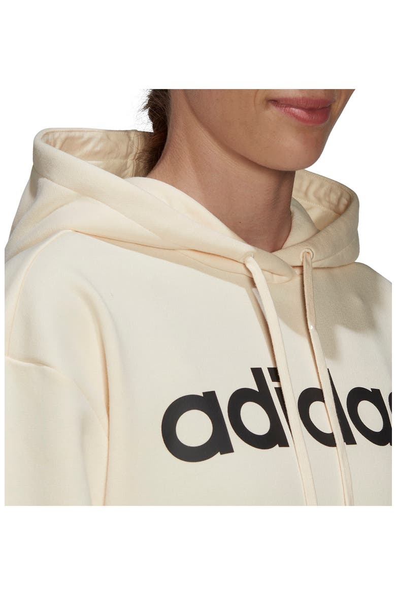 Drawstring Logo Hoodie, Alternate, color, ECRU TINT/ BLACK