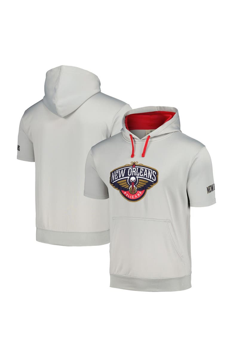 FANATICS Men's Fanatics Branded Silver/Red New Orleans Pelicans Short Sleeve Pullover Hoodie, Alternate, color, Silver
