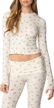 EDIKTED Bloom Print Long Sleeve T-Shirt