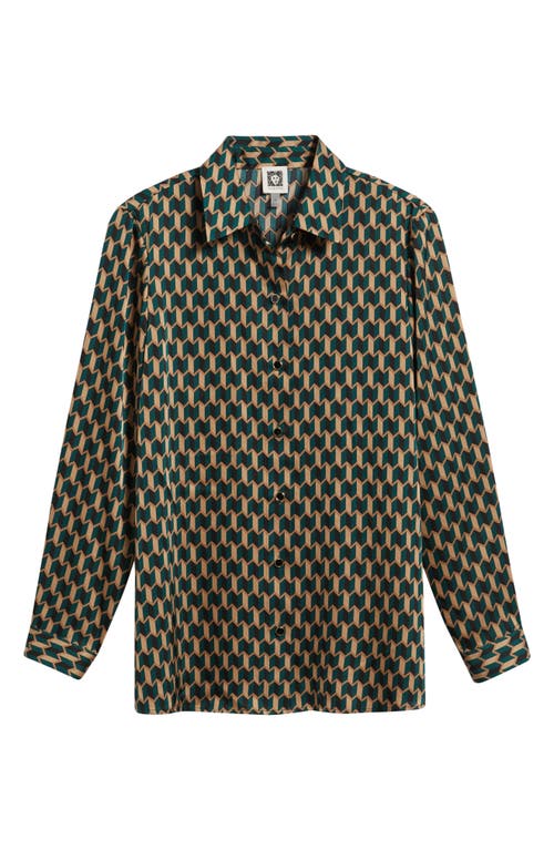 Anne Klein Zigzag Print Button-up Tunic Shirt In Pattern