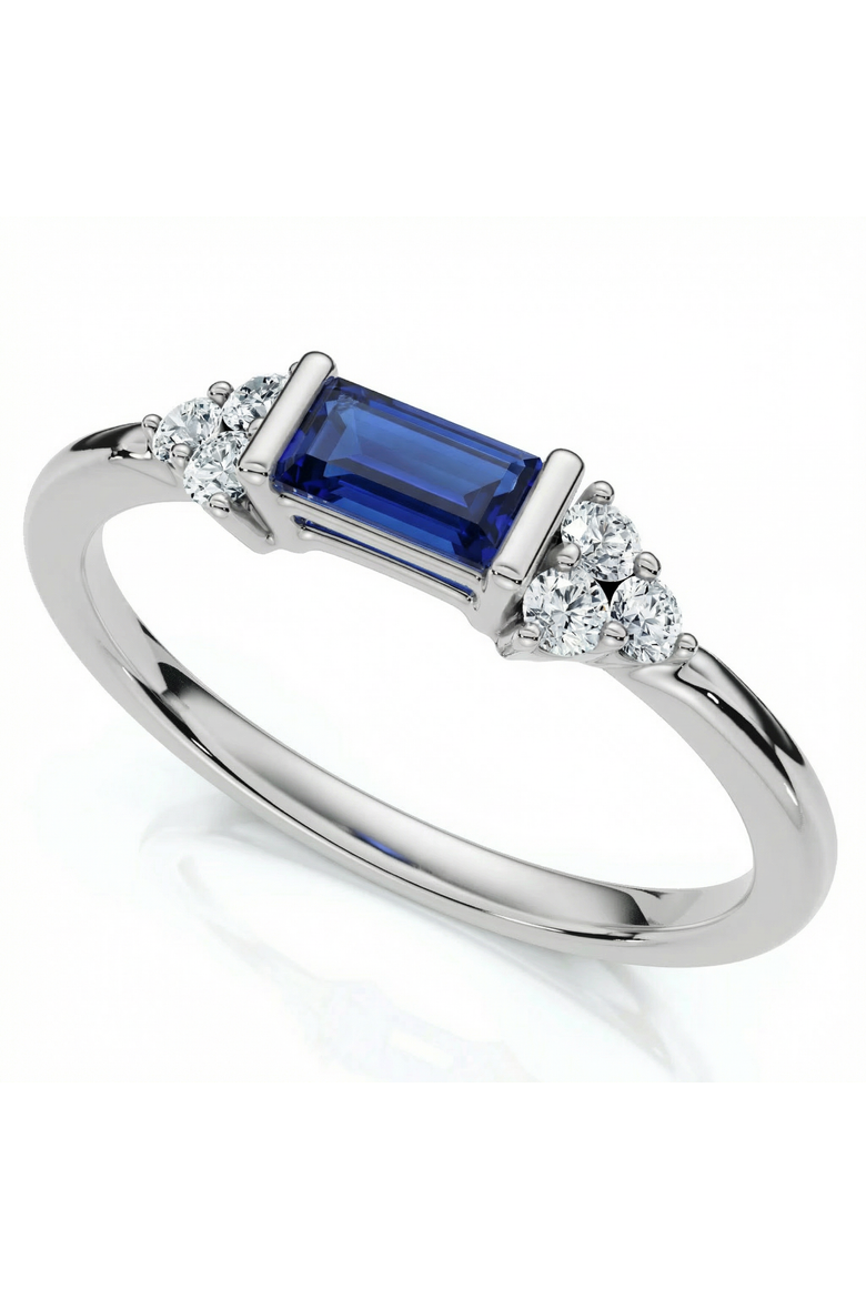 1/3Ct Thin Sapphire Diamond Stackable Wedding Ring 14k Gold Lab Grown, Alternate, color, 14k White Gold