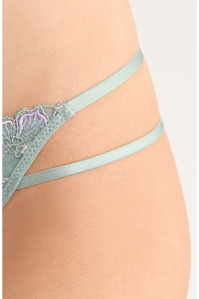 Lauren Embroidered Mesh Thong, Alternate, color, SILT GREEN