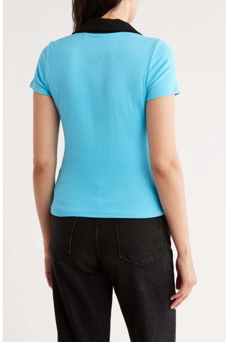 Short Sleeve Button-Up Shirt, Alternate, color, ARTIC BLUE/ BLACK