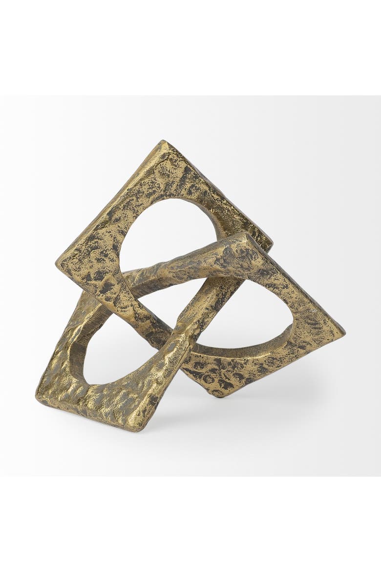 Delaunay I Gold Hammered Metal Interlinked Patterned, Alternate, color, Metallic Gold