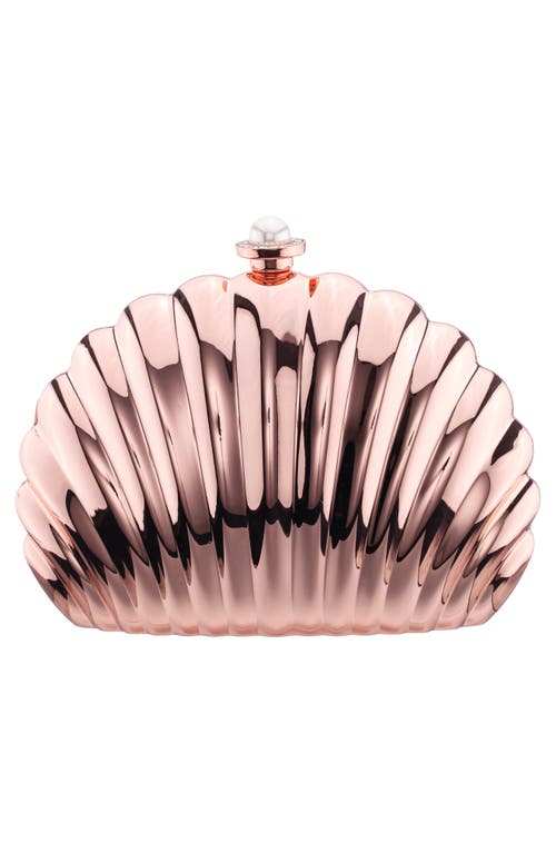 Nina Mariam Shell Clutch In Rosegold