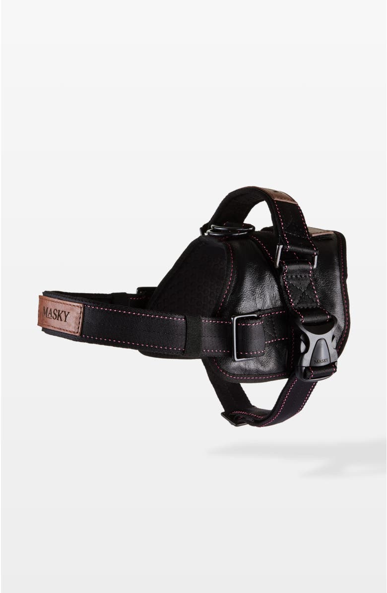 Masky Signature Leather Dog Harness, Main, color, Black