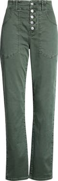 Veronica Beard Arya Button Fly Stretch Cotton Pants
