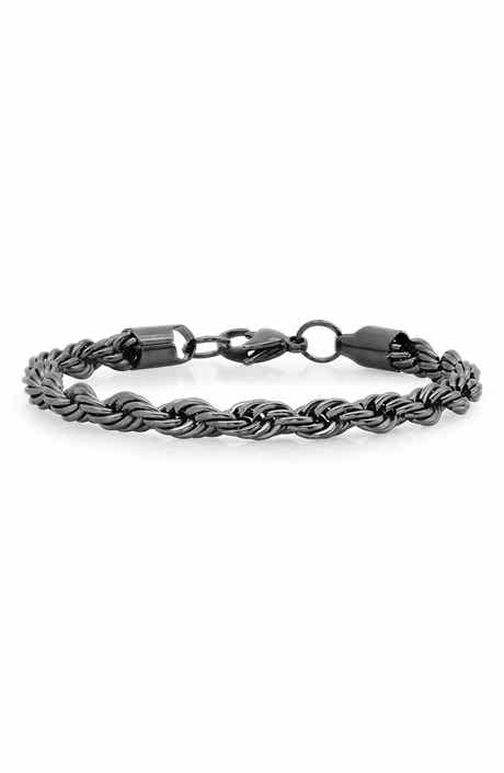 Men's Ion-Plated Stainless Steel Rope Chain Bracelet