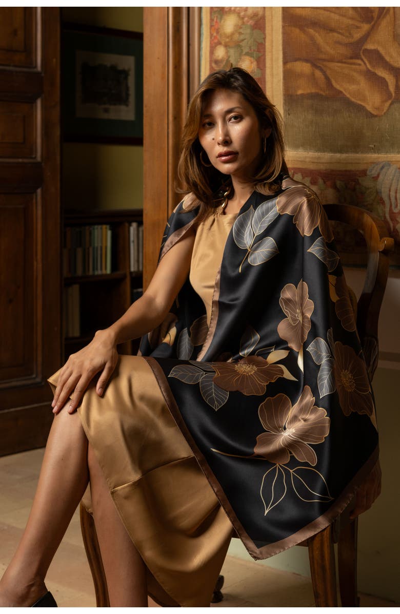 Elizabetta Laura - Silk Scarf/Shawl for Women, Alternate, color, Black