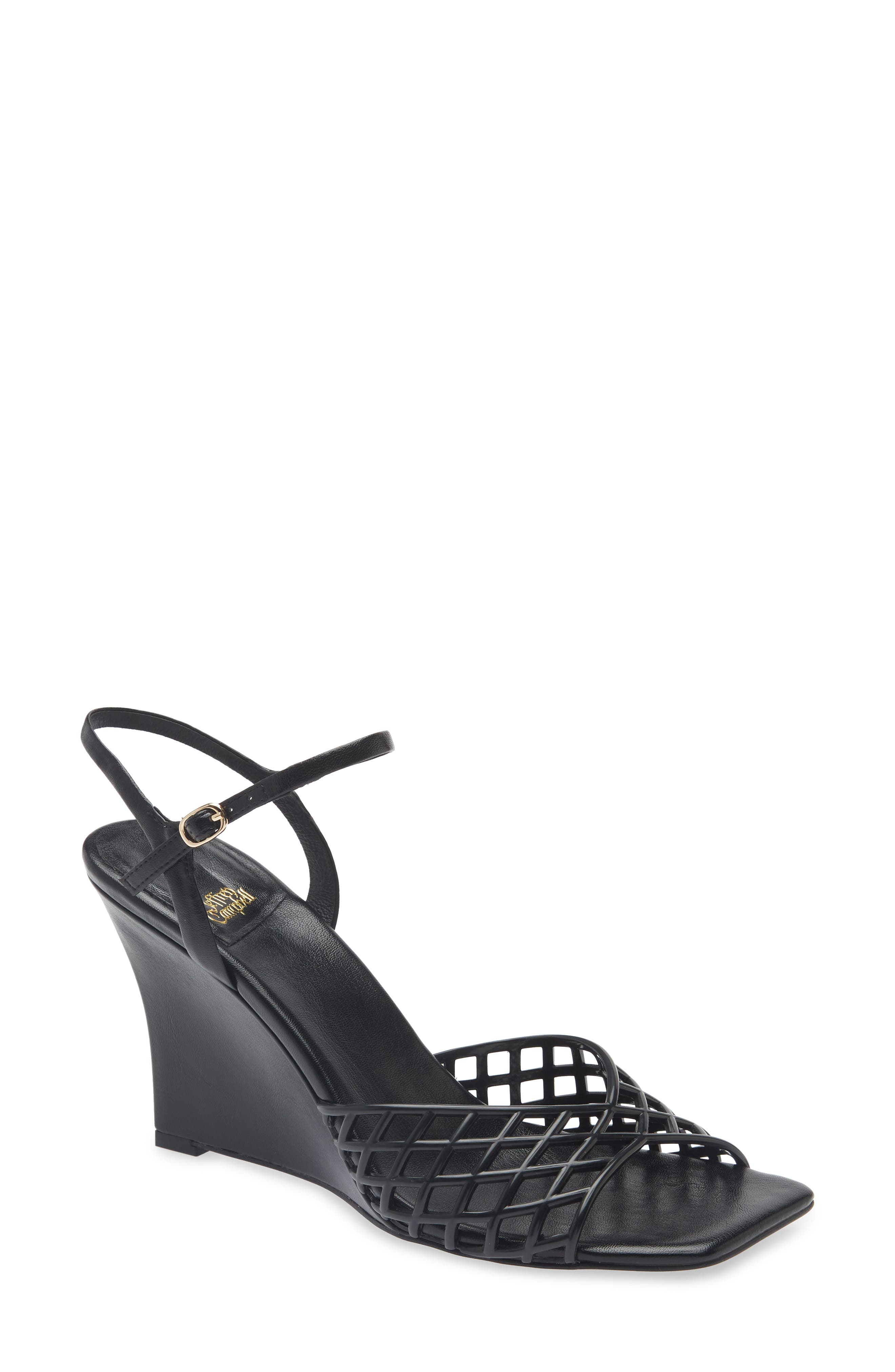 Jeffrey Campbell Bop-It Wedge Sandal, Main, color, Black