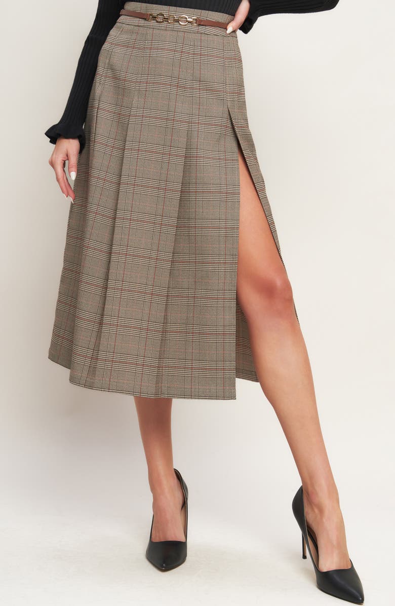 FLYING TOMATO Plaid Midi Skirt, Alternate, color,