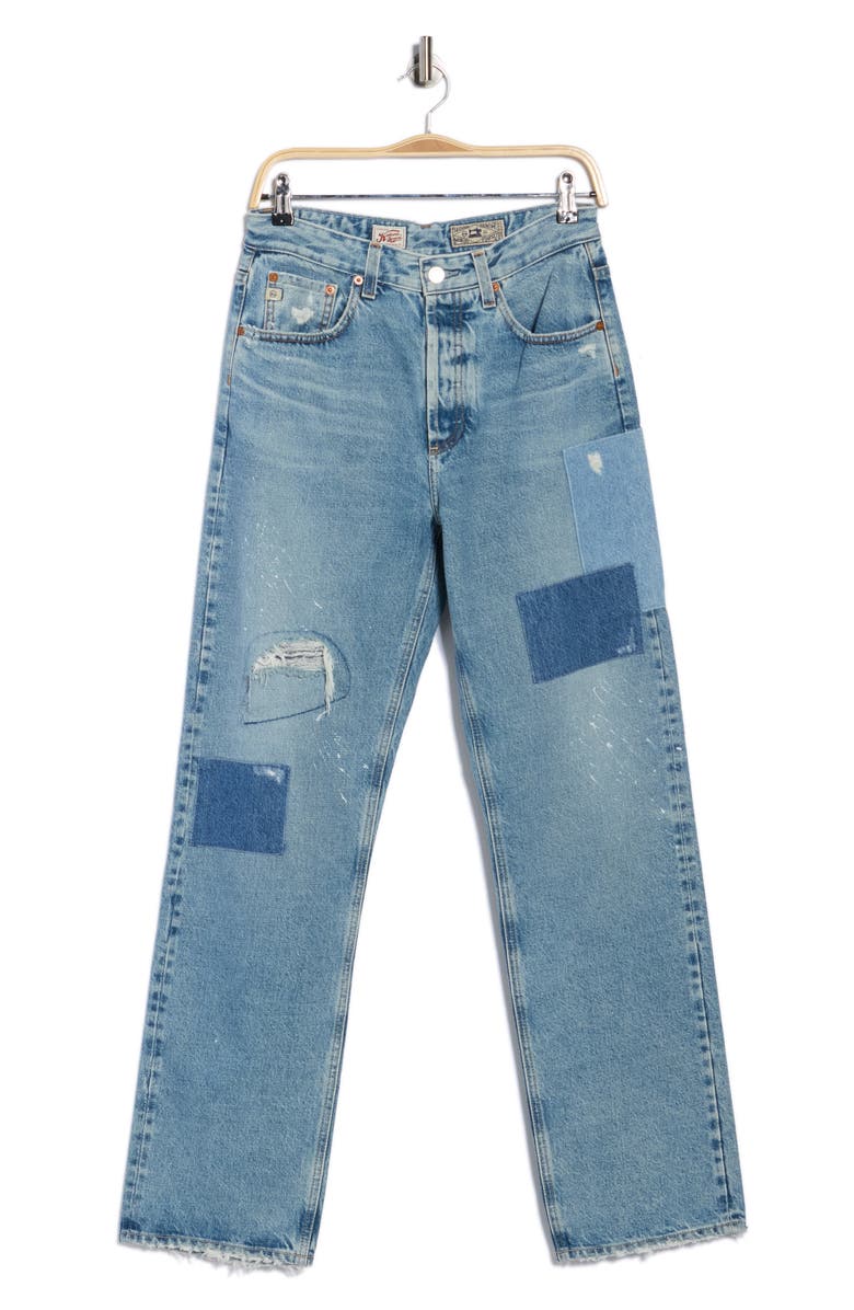 AG Clove Patched High Waist Relaxed Straight Leg Jeans, Alternate, color, 18 Years Phenomenal Patched