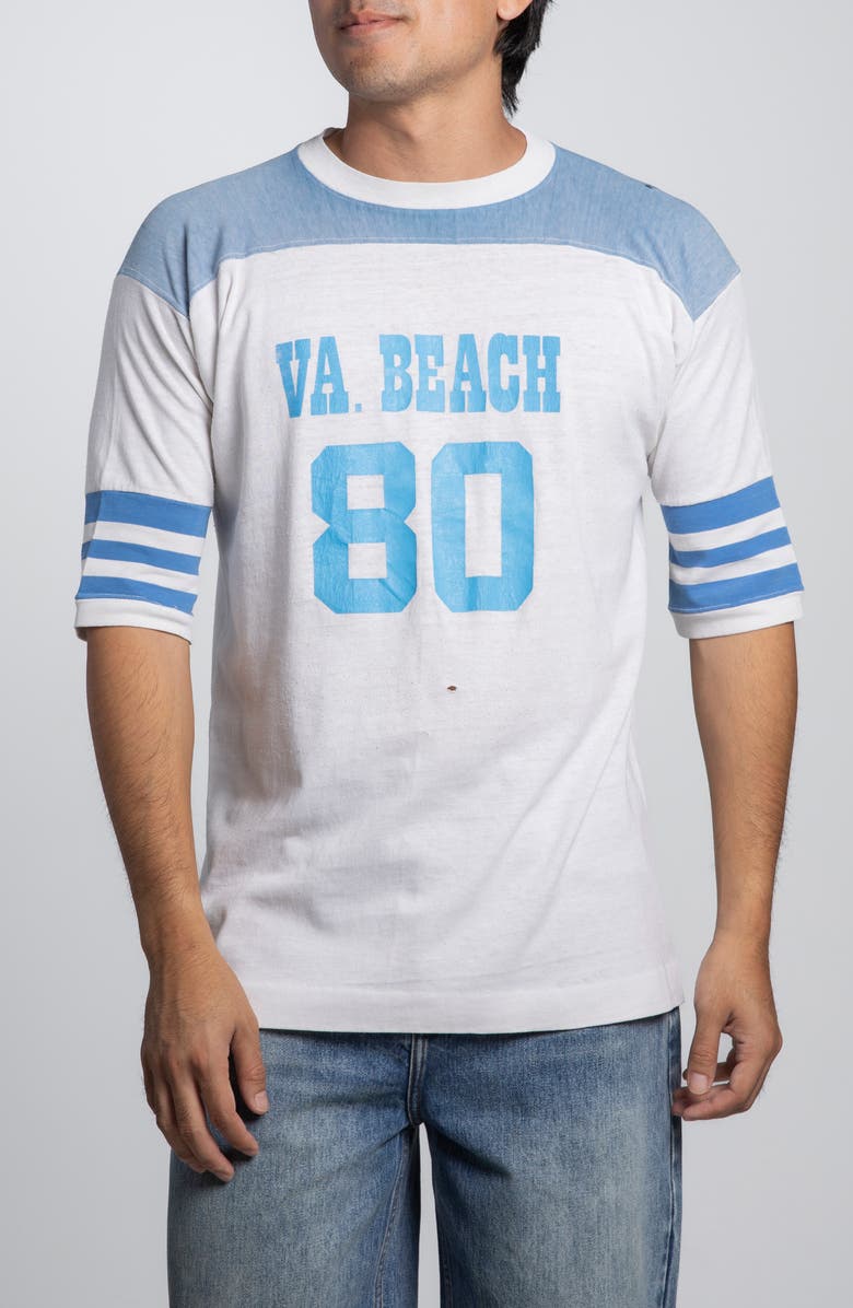 Elwood Vintage Virginia Beach Football Tee, Main, color, Baby Blue/ White