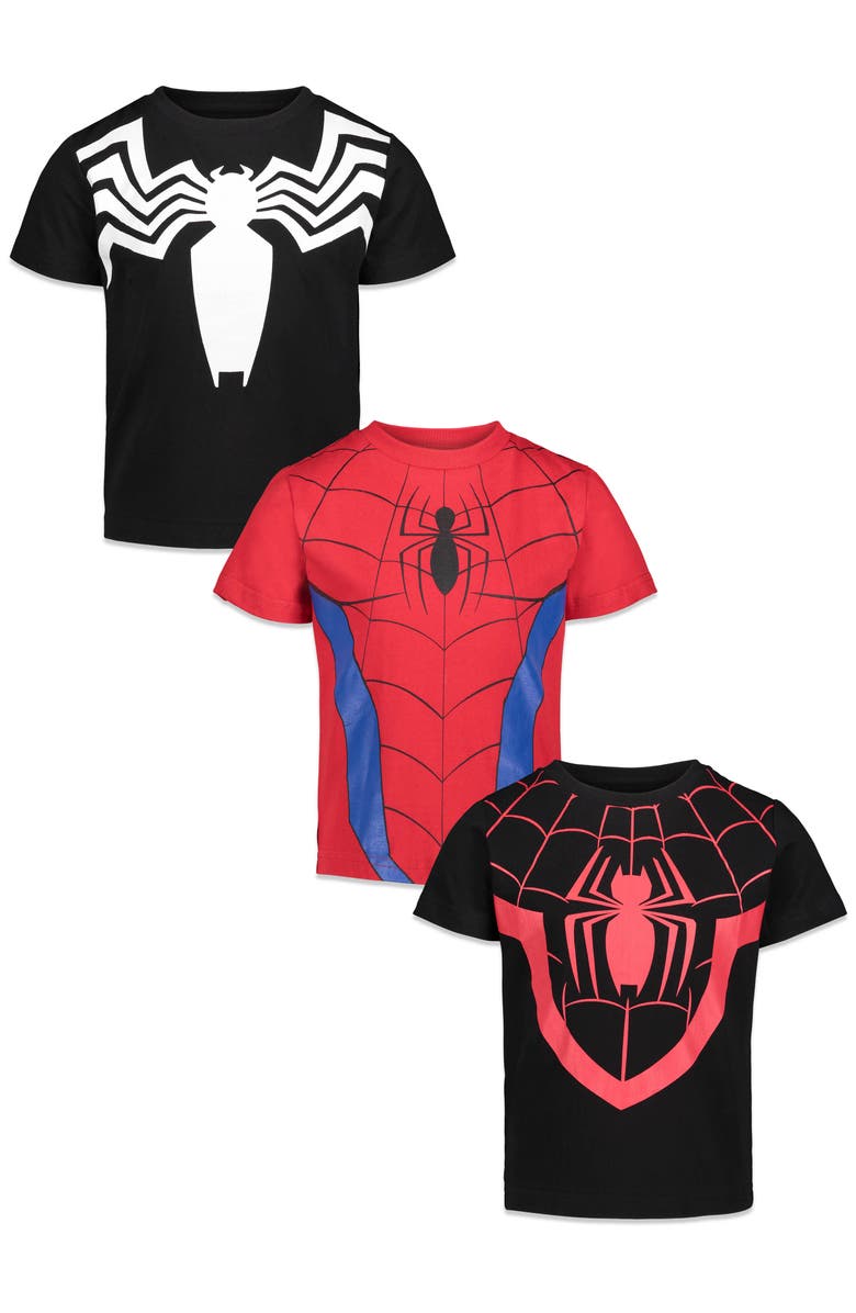 Marvel Spidey and His Amazing Friends 3-Pack Short Sleeve T-Shirts, Main, color, Venom Spidey Black Red