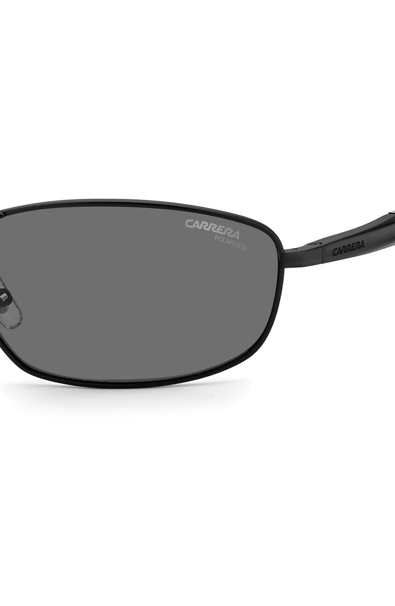 Carrera Eyewear x Ducati 64mm Polarized Rectangular Sunglasses, Alternate, color, Matte Black / Grey