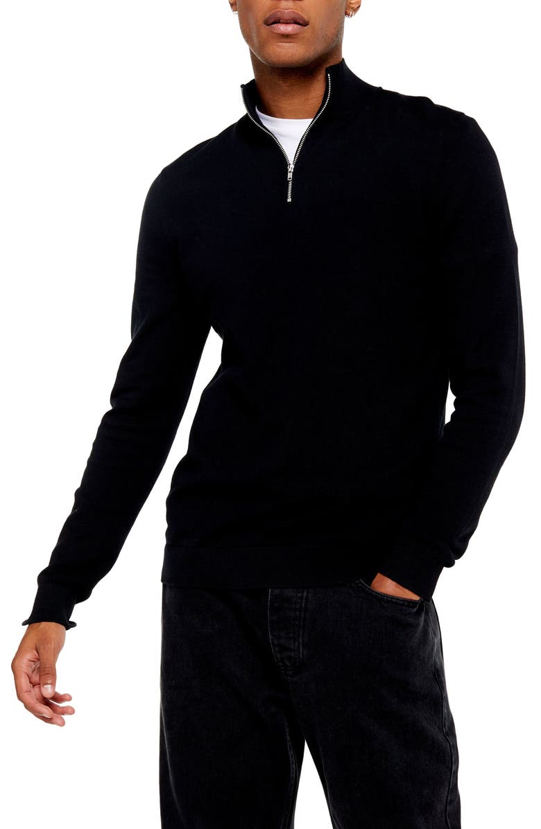 Topman Classic Fit Quarter-Zip Mock Neck Sweater, Main, color,