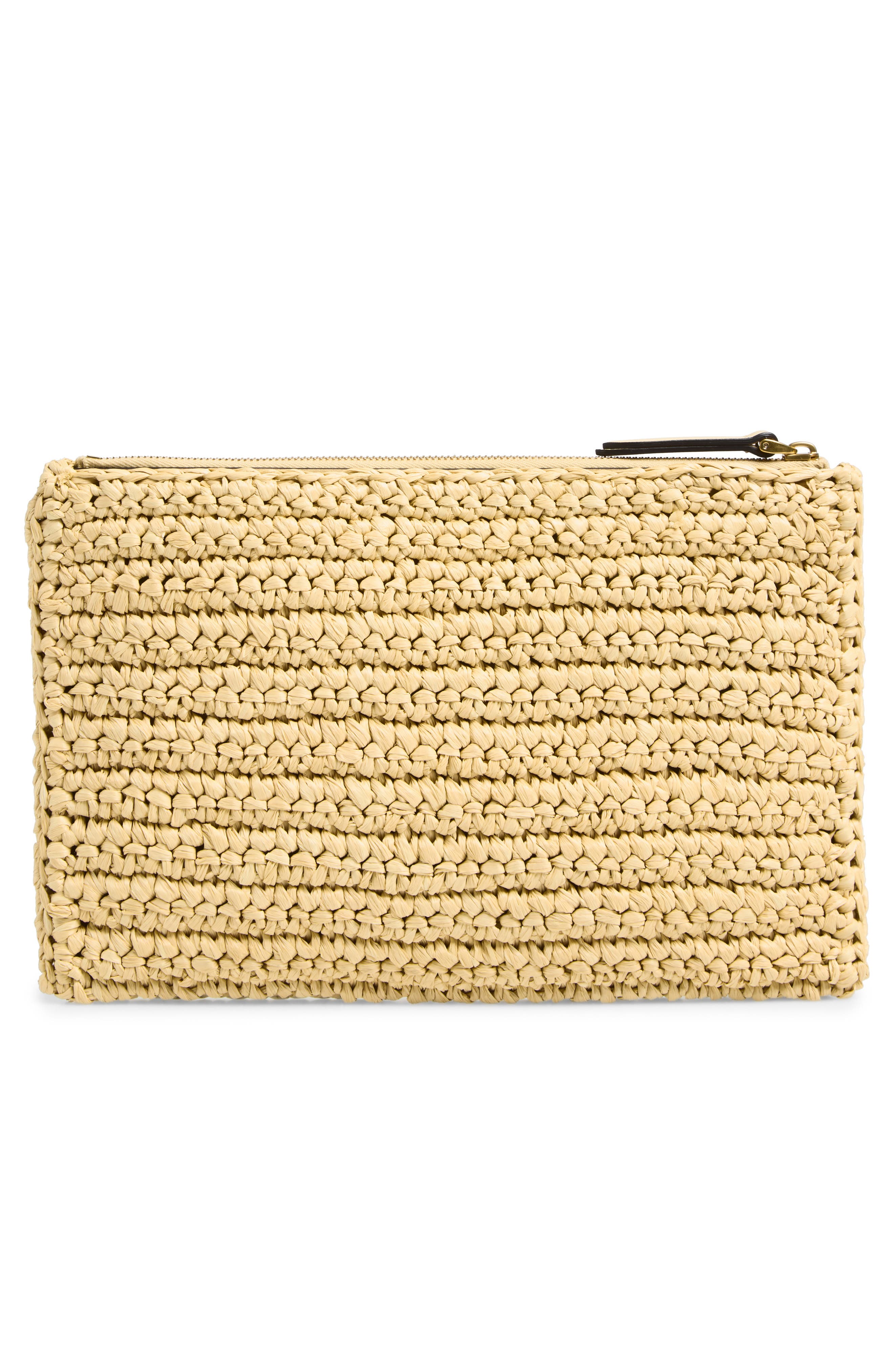Valentino Garavani Viva Superstar Raffia Clutch, Alternate, color, Natural