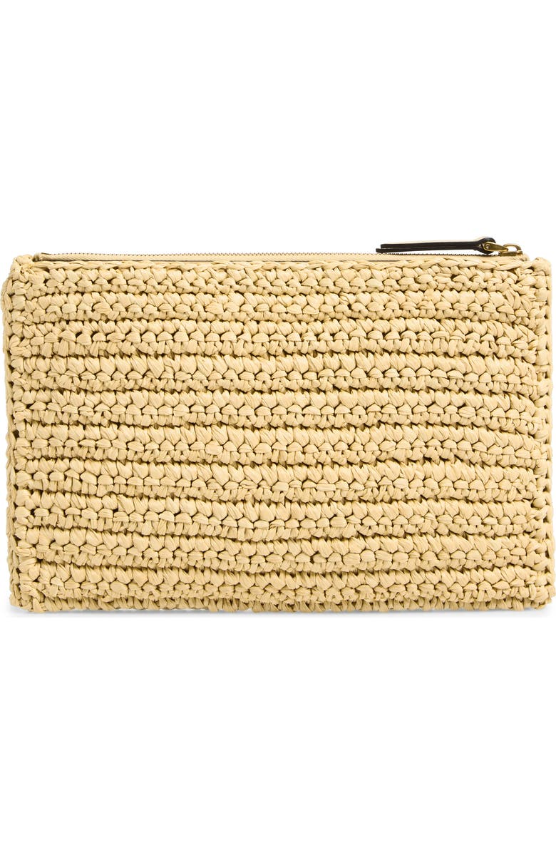 Valentino Garavani Viva Superstar Raffia Clutch, Alternate, color, Natural