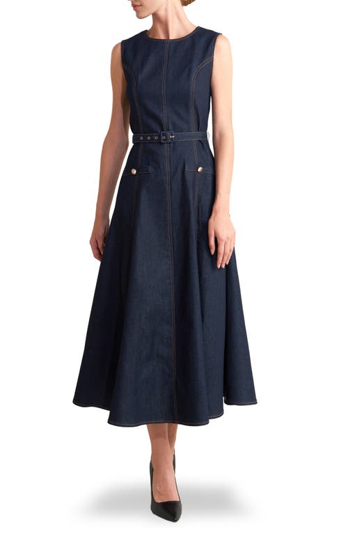 Freemarket A-line Denim Midi Dress In Blue