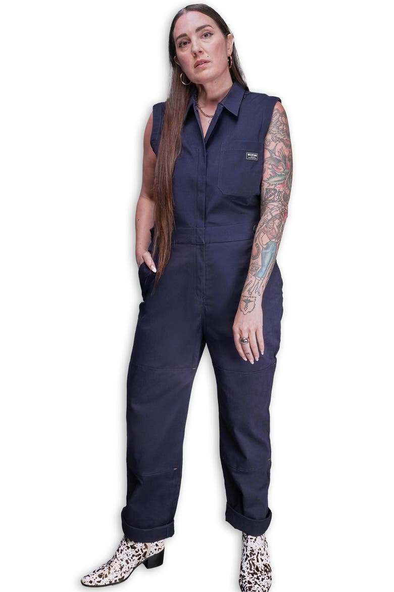 The Essential Sleeveless High Waisted Coverall, Main, color, NAVY
