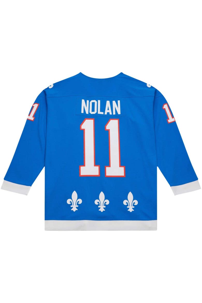 Men's Mitchell & Ness Owen Nolan Blue Quebec Nordiques  1992/93 Blue Line Player Jersey, Alternate, color, Blue