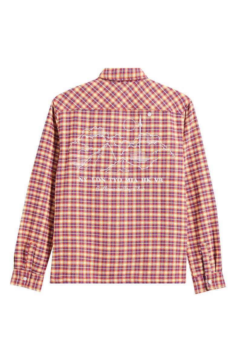 Billionaire Boys Club Skyline Embroidered Plaid Button-Up Shirt, Alternate, color, Red