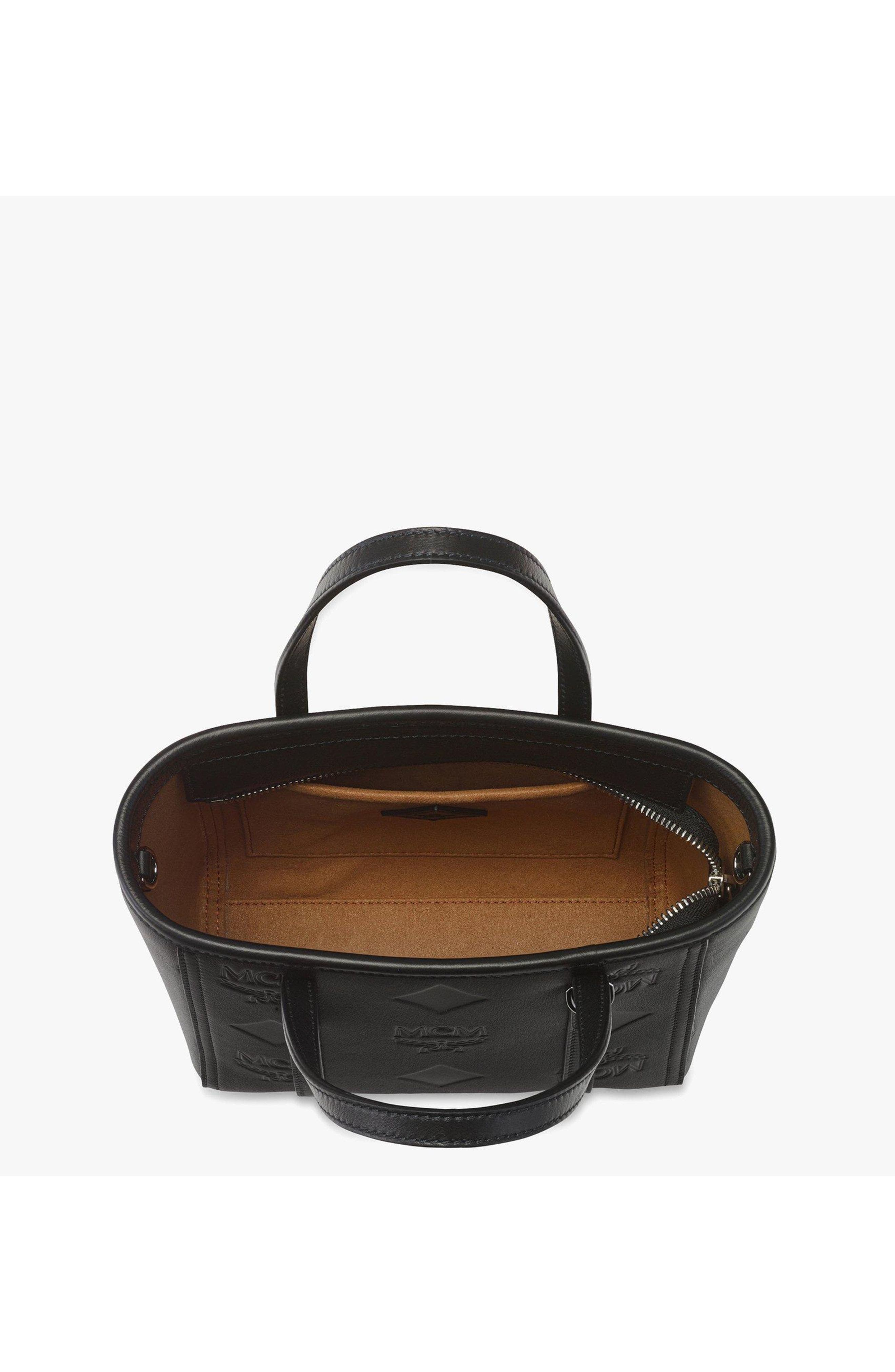 MCM Mini Toni Top-Zip Shopper in Maxi Monogram Leather, Alternate, color, Black