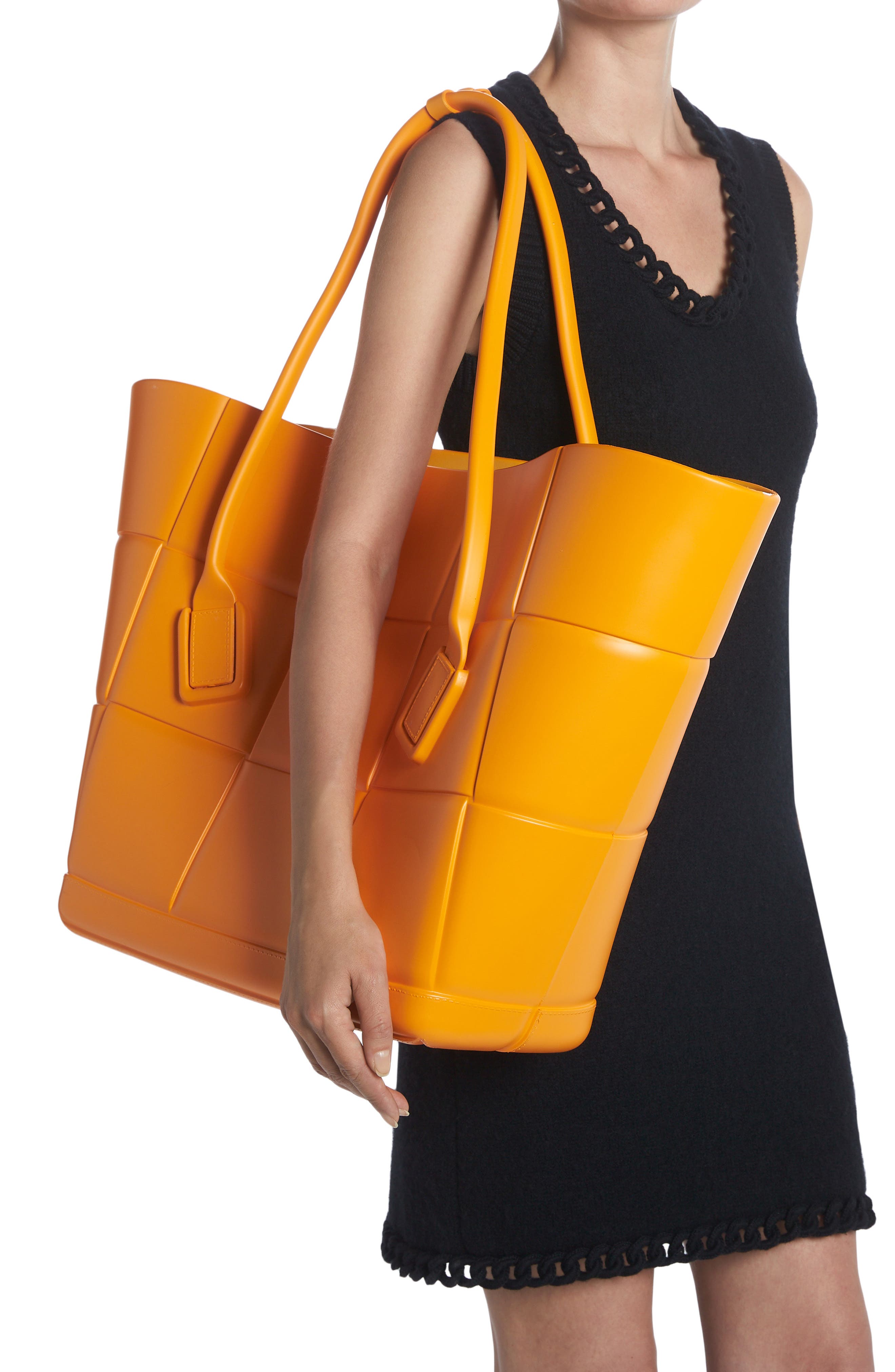 Mini Arco Embossed Rubber Tote, Alternate, color, TANGERINE