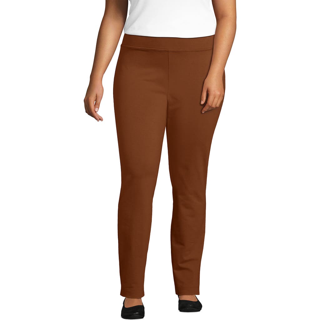 Lands' End Plus Size Starfish Mid Rise Slim Leg Pants In Brown