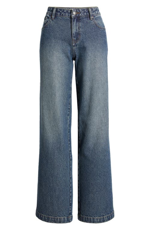Pacsun Mel Low Rise Baggy Wide Leg Jeans In Medium Indigo