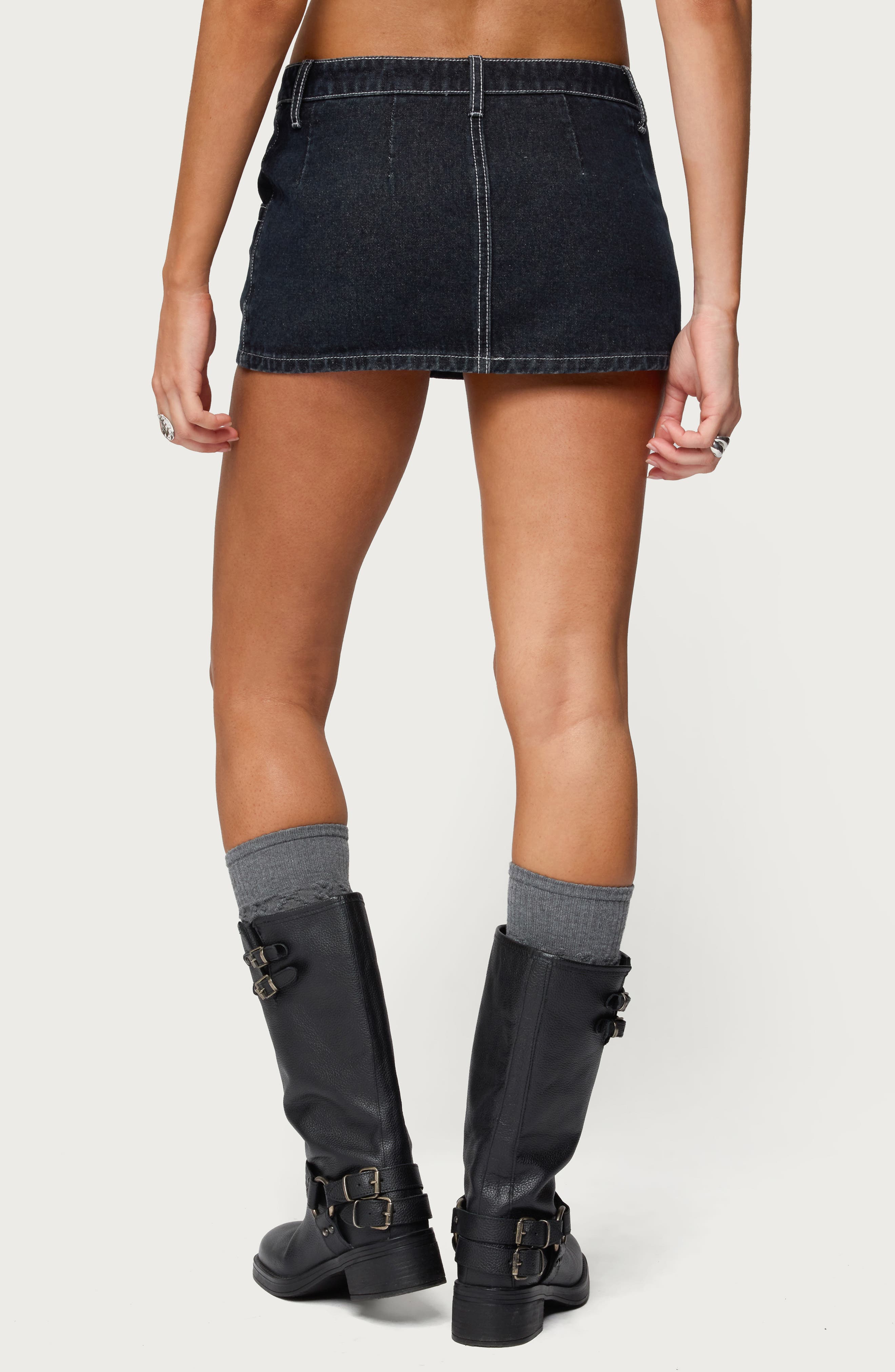 Jakari Contrast Stitch Denim Miniskirt - image 2