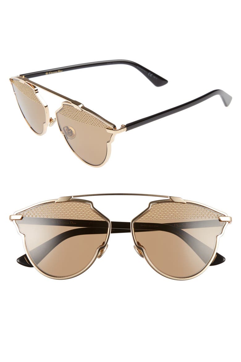 So Real Studded 59mm Brow Bar Sunglasses, Main, color, GOLD/ BLACK