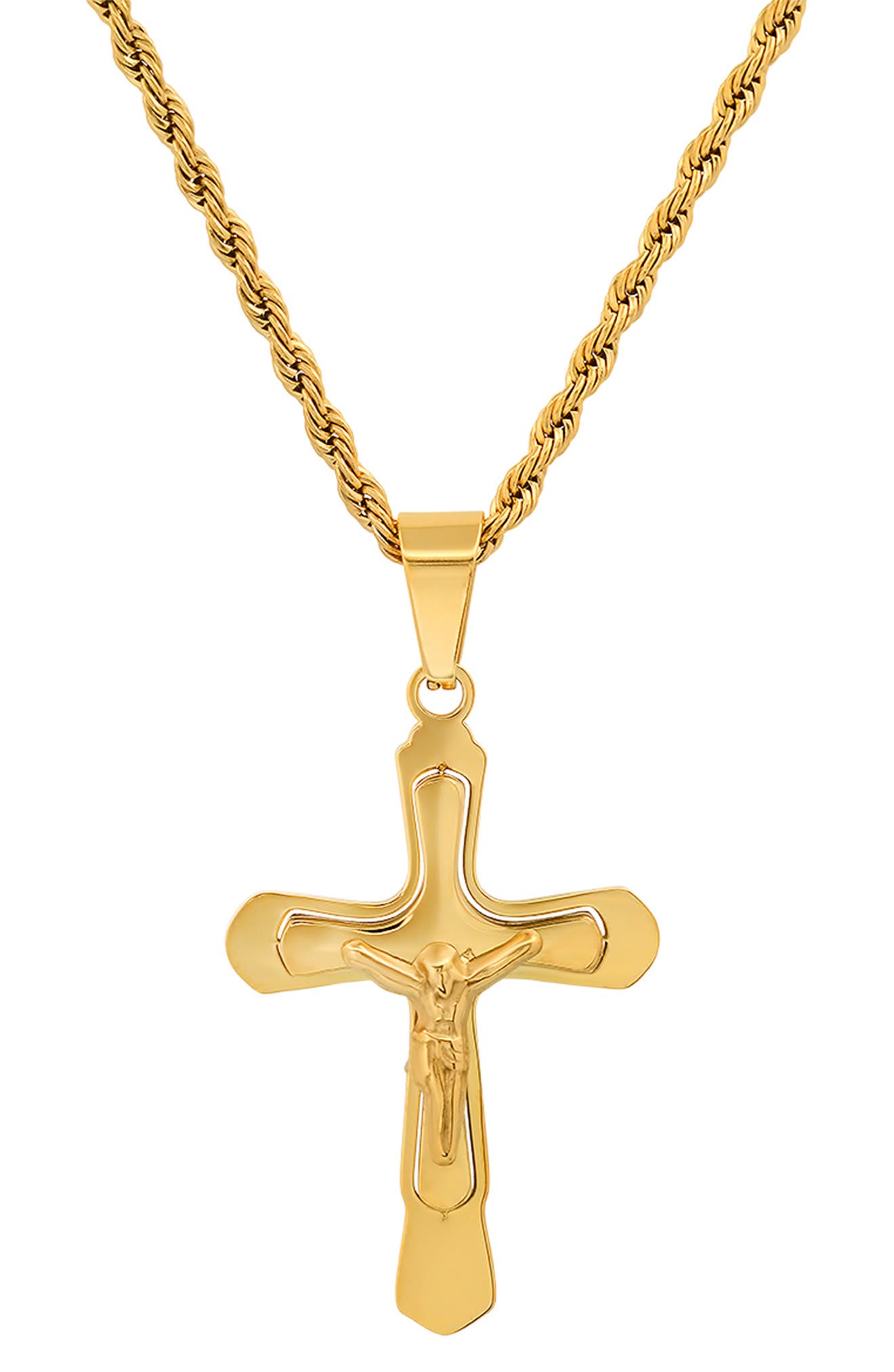 HMY JEWELRY Stainless Steel Crucifix Pendant Necklace