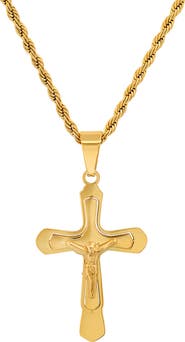 HMY JEWELRY Stainless Steel Crucifix Pendant Necklace