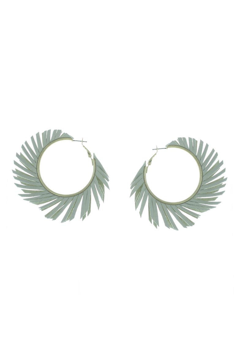 Fringe Hoop Earrings, Main, color, BEIGE