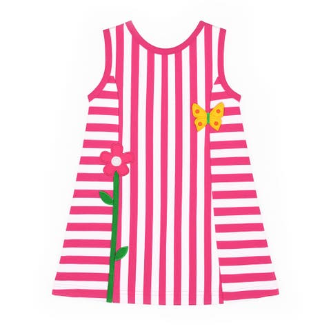 Stripe Knit Dress With Flower (Toddler, Little Kid)