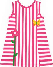 Florence Eiseman Stripe Knit Dress With Flower