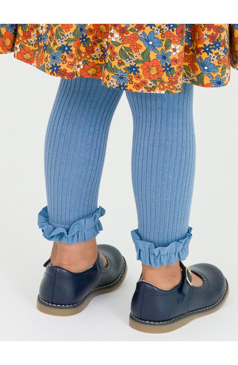 RuffleButts Baby Girls Rib Knit Footless Ruffled Tights, Alternate, color, Countryside Blue